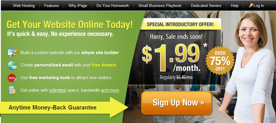 美国虚拟主机Ipage七月促销 仅需$1.99每月